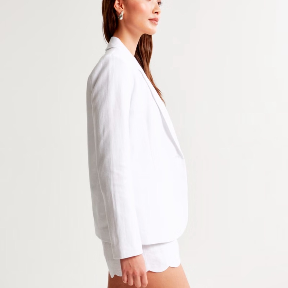 Abercrombie & Fitch Premium White Linen Blazer - Picture 8 of 9
